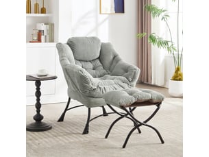 Fauteuil de salon avec repose-pieds vert clair 70x64x95 cm en flanelle et acier