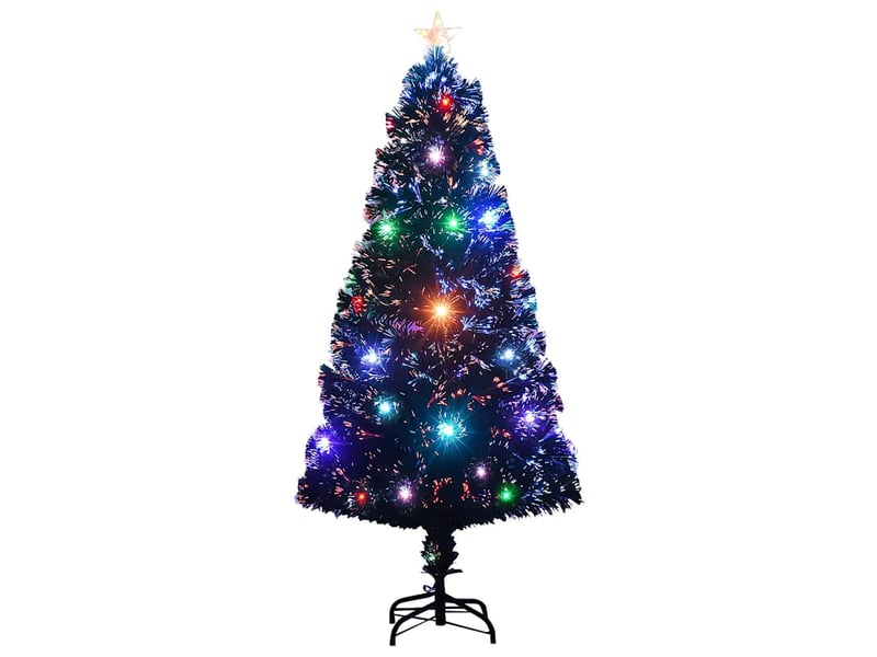  Arbre de noël, sapin de noël pré-éclairé avec support et led 120 cm fibre optique  - Conforama A