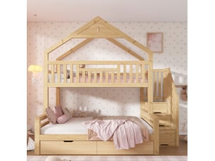 Lit superposé 140x200 cm MODENUIT    coloris bois clair
