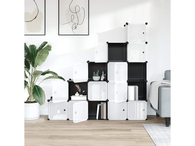  Cubes de rangement 15 pcs avec portes noir pp  - Conforama C