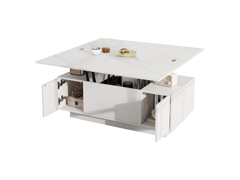  Table basse moderne avec double mécanisme de levage et espace de rangement dissimulé – capacité de charge jusqu'à 50 kg  - Conforama E