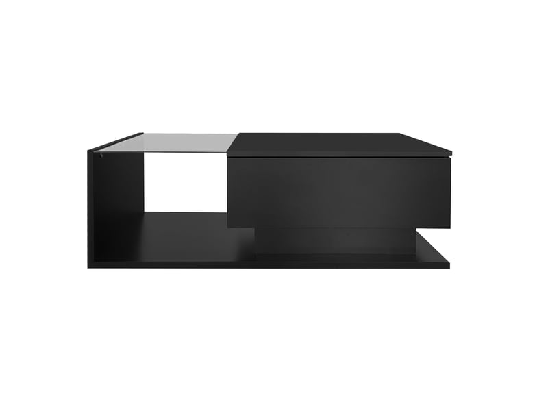  Table basse 100x50x32 cm avec tiroir et éclairage led en panneau de particules noire  - Conforama A