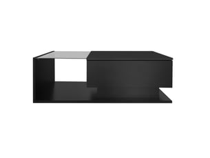 Table basse 100x50x32 cm avec tiroir et éclairage led en panneau de particules noire