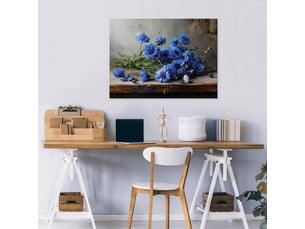 Tableau décoration murale impression sur toile fleurs ancien bleu - 120x80 cm - tableau décoration murale chambre et salon