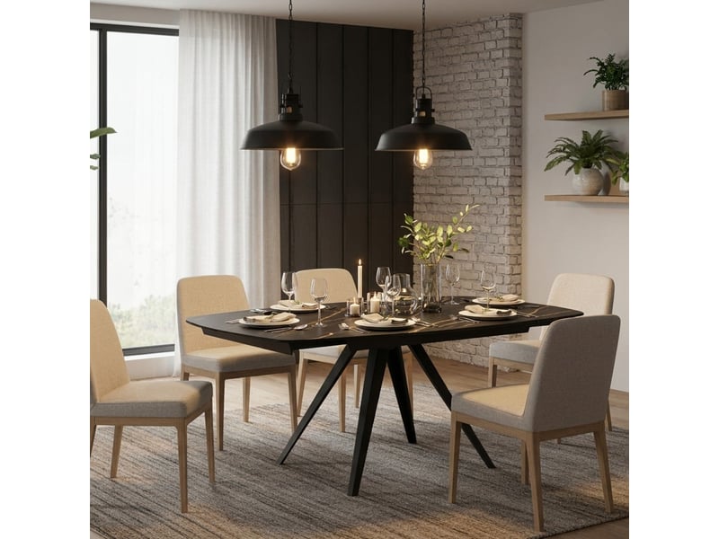  Table de salle à manger extensible en céramique spin - effet marbre noir  - Conforama B