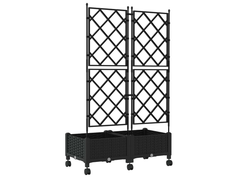 Jardinière - bac de jardin avec treillis et roues 2 pcs noir pp - Conforama D