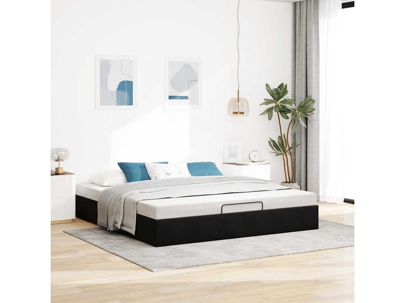  Lit adulte, lit double, cadre de lit ottoman sans matelas noir 200x200cm velours cf10439  - Conforama C