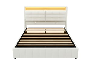Lit coffre 160x200 cm OKWISH coloris blanc