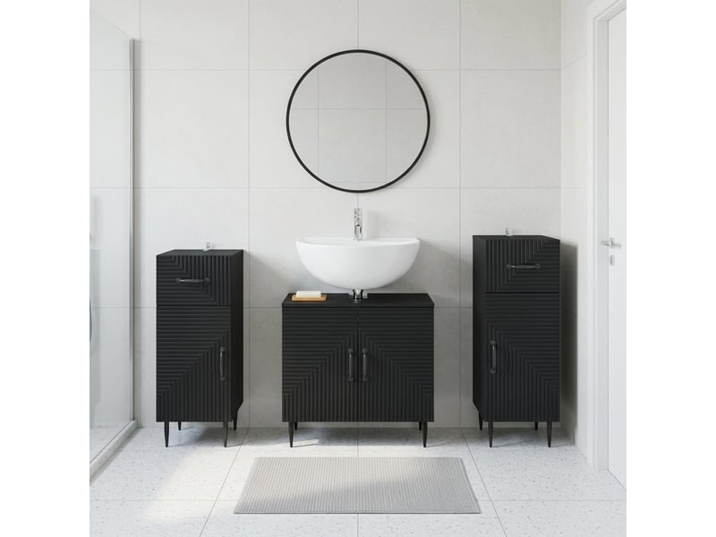 Ensemble de meuble de salle de bain 3 pièces haarlem noir cf63459 - Conforama B