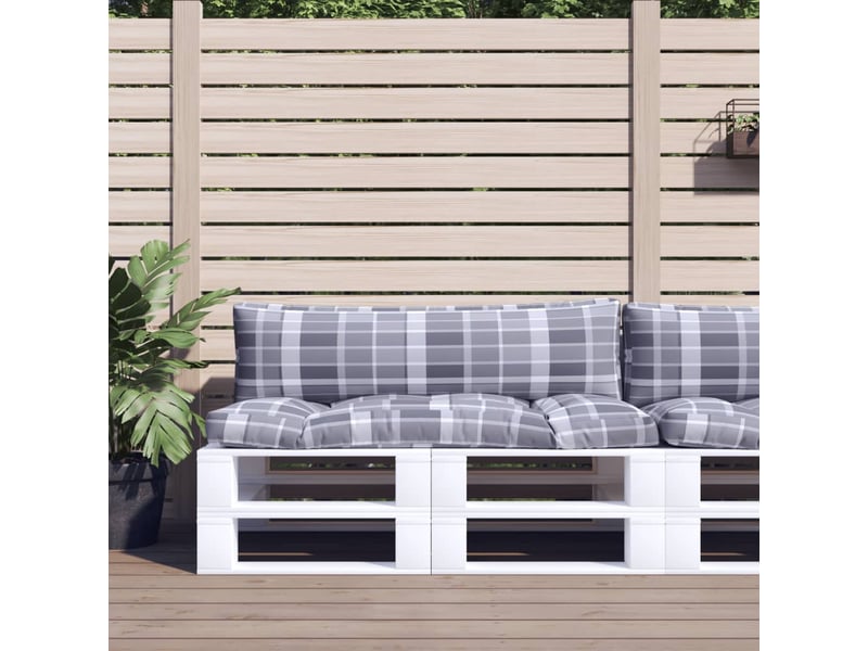  Lot de 2 coussins de palette, coussins de canapé carreaux gris tissu cf59468  - Conforama B