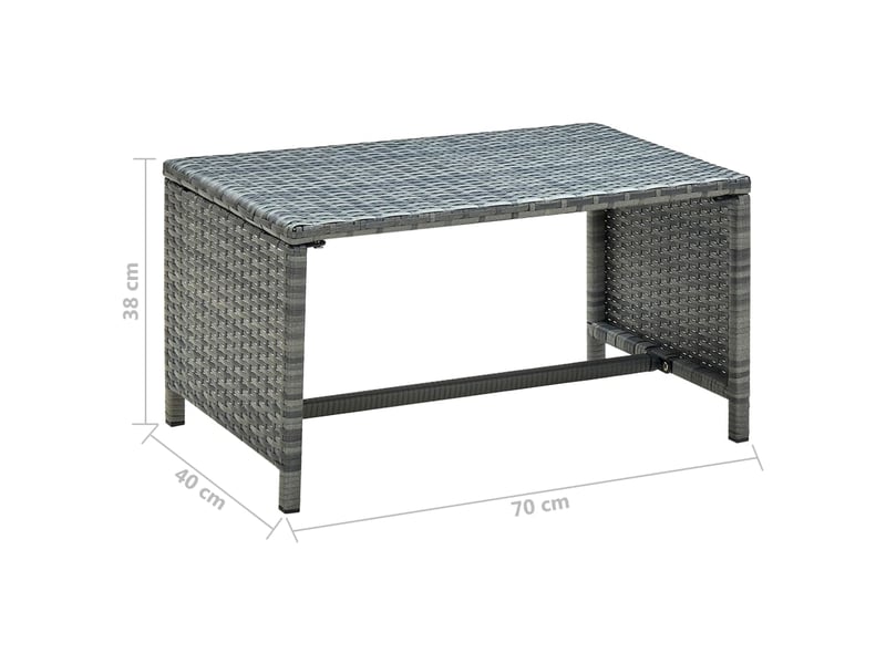  Table basse | table d'appoint salon anthracite 70x40x38 cm résine tressée  - Conforama D