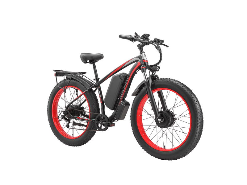 Vélo électrique double moteur sinohon x26, fat bike 26 po tout-terrain, rouge - Conforama C