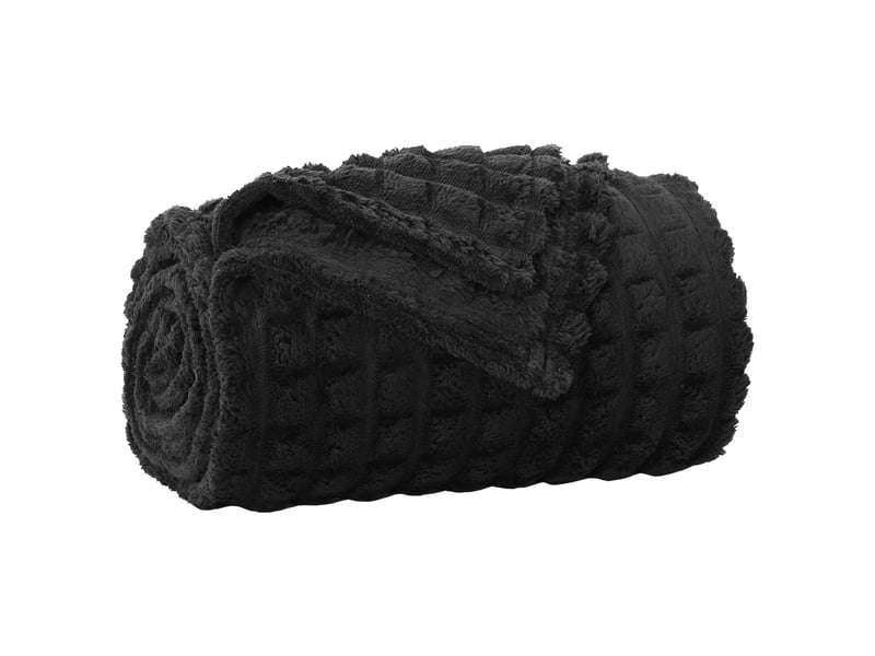  Couverture jetée de canapé noir 200x150 cm 0.75 kg toison  - Conforama A