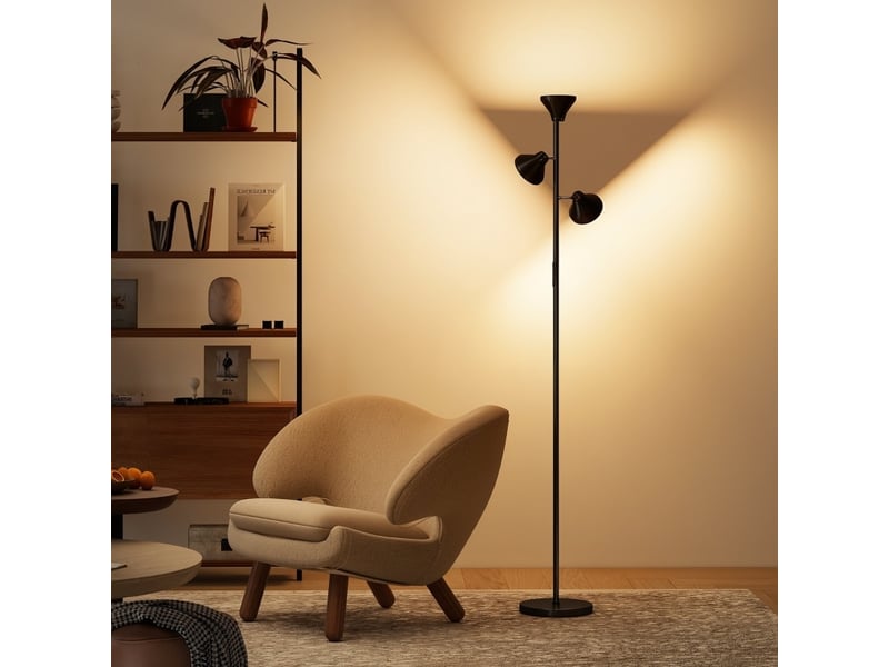  Lampe sur pied réglable à 3 têtes avec télécommande, touch, couleur et rgb noir  - Conforama B