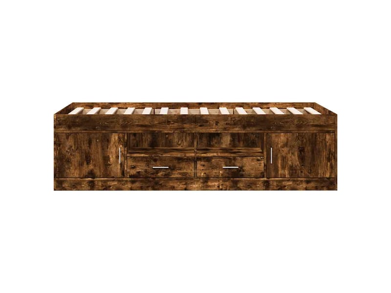  Lit simple- lit adulte -  lit de jour avec tiroirs sans matelas chêne fumé 90x190 cm  - Conforama C