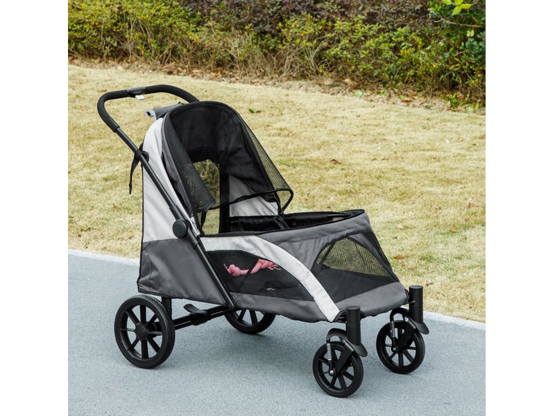 Poussette pour enfent 124x67x100 cm – gris foncé – pliable, roues amovibles, jusqu'à 30 kg - Conforama B
