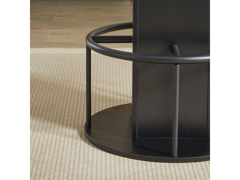  Ensemble table haute et deux tabourets, table de bar ronde noire de 80 cm avec rangement et repose-pieds en métal  - Conforama W