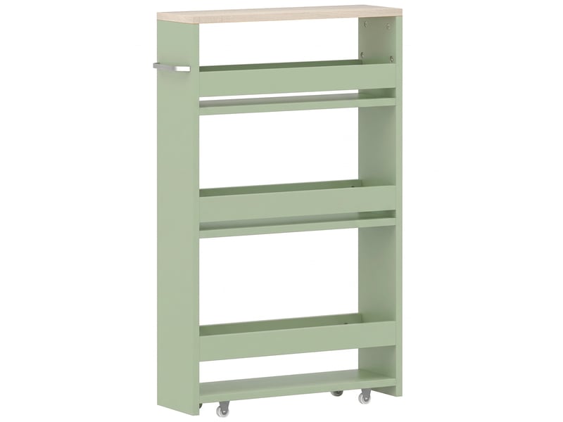  Chariot de rangement à 3 niveaux chariot de stockage étagère sur roulettes avec poignée - vert 48 x 15 x 80 cm  - Conforama B