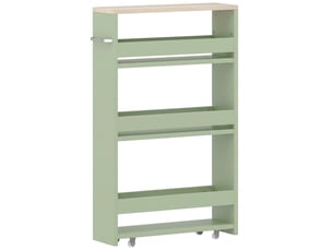 Chariot de rangement à 3 niveaux chariot de stockage étagère sur roulettes avec poignée - vert 48 x 15 x 80 cm