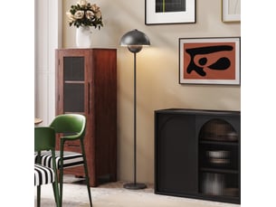 Lampadaire ø30 x h155 cm gris en métal, abat-jour rond avec interrupteur au pied et câble 1,8 m