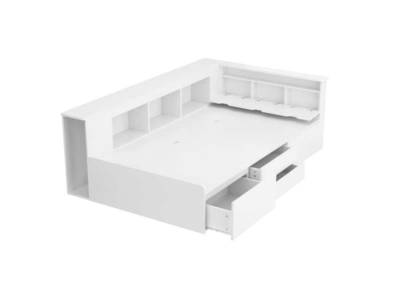  Lit combine enfant 90x 200, avec tiroirs, étagères et armoires de rangement, en bois massif, robuste et durable lit enfants  - Conforama A
