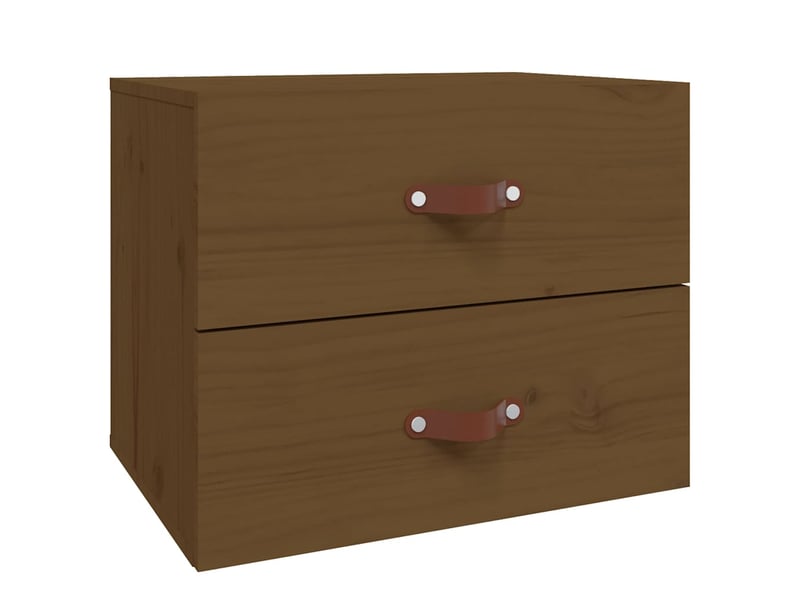  Lot de 2 tables de chevet - cabinet de chevet - table de nuit murales marron miel 50x36x40 cm  - Conforama D