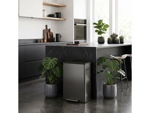 Poubelle de cuisine 45 l à pédale soft-close noire