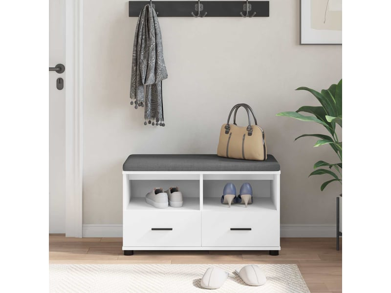  Banc d'entrée blanc 80x38x46 cm bois ingénierie et tissu shl52645  - Conforama D