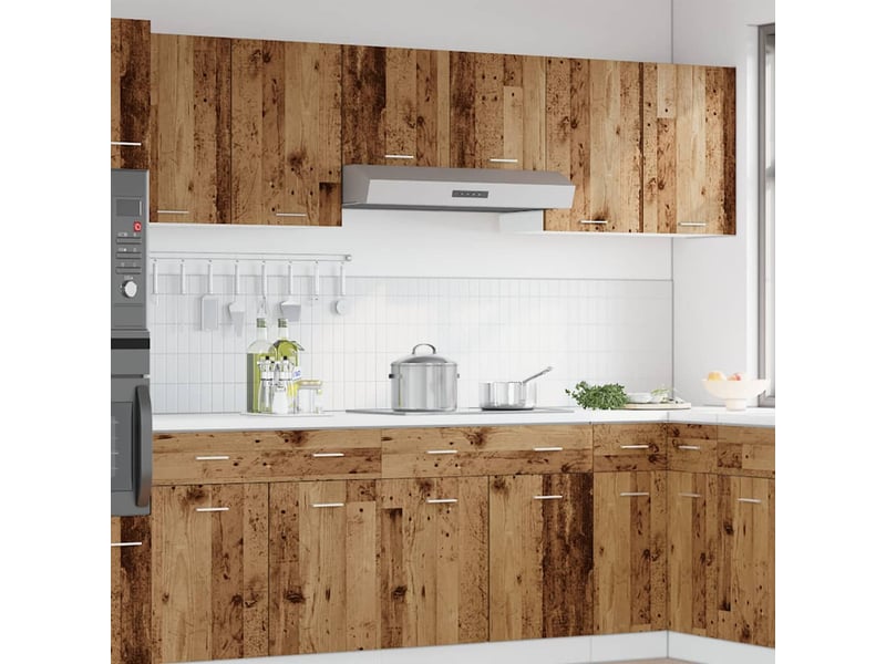  Meuble de rangement cuisine, armoire suspendue bois ancien 80x31x60cm bois d'ingénierie  - Conforama C