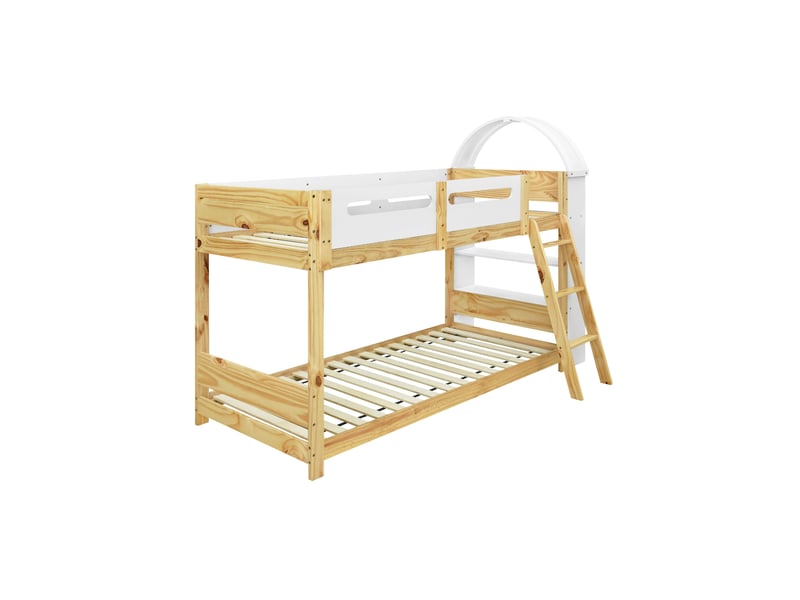  Lit enfant 90x200 tapissier beige - tête de lit biscuit et bords anti-collision  - Conforama W