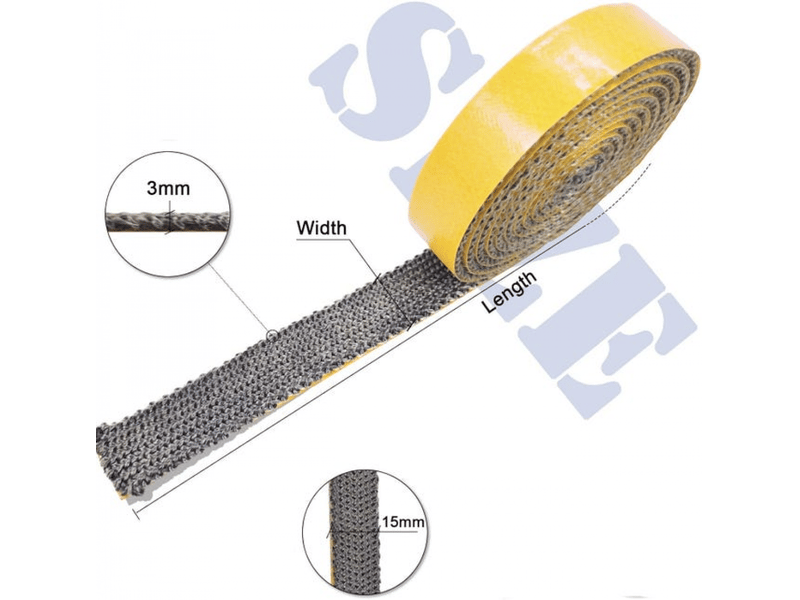  Joint insert cheminée, joints tressé auto-adhésive pour poêle, cheminée, tube poele, porte de four, résistante à la chaleur (3mm x 15mm x 2m)  - Conforama B
