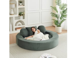 Canapé convertible 4 en 1 compressé, 180x92x84 cm en mousse confort et velours côtelé couleur vert, simple