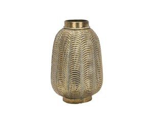 Fabrilamp trikala lampe à poser cuir vieilli, corps décoratif en métal ajouré, 1 x e27, 39 cm