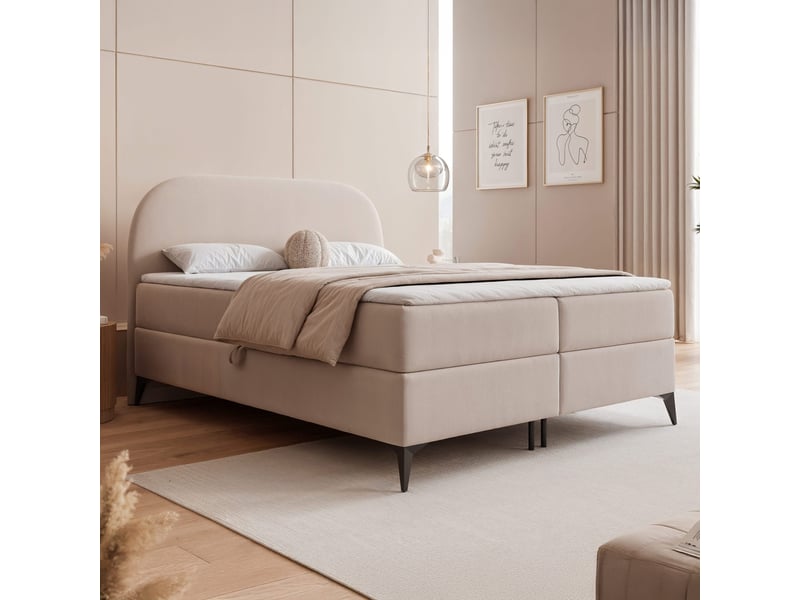  Lit coffre noelia - 180x200 cm - avec matelas - velours élégant brillant - crème NOELIA - Conforama B