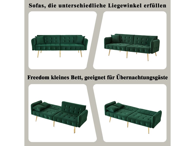  Canapé droit convertible 2 places tissu vert canapé vert - Conforama E