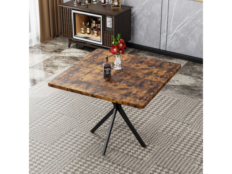  Table de salle à manger carrée,98x98x78 cm,pour 4 à 6 personnes,mdf,marron  - Conforama B