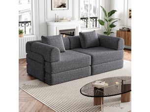 Canapé droit compressé fixe RAYOFI 2 places Coton / Polyester gris