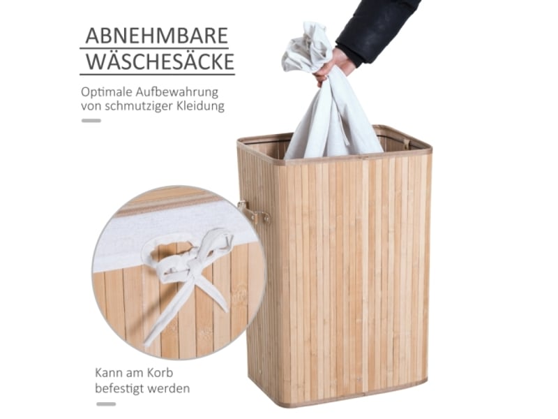  Panier à linge étroit avec couvercle, naturel, 72 l, poignées, idéal pour buanderie et chambre  - Conforama C