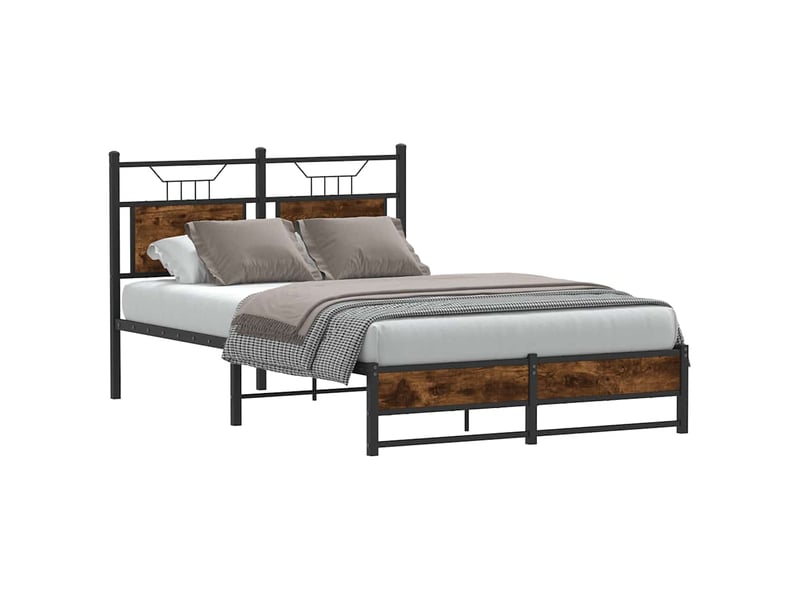  Lit double- lit adulte -  cadre de lit sans matelas chêne fumé 120x190 cm bois ingénierie  - Conforama B