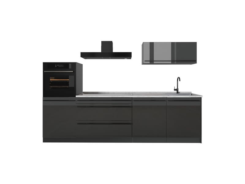  Vicco cuisine, anthracite haute brillanceanthracite, 280cm plan de travail marbre  - Conforama A