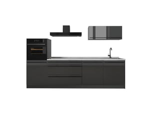 Vicco cuisine, anthracite haute brillanceanthracite, 280cm plan de travail marbre