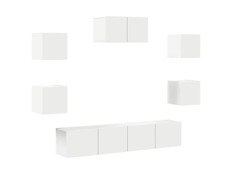  Ensemble de meubles tv 7 pcs blanc bois d'ingénierie shl48729  - Conforama A