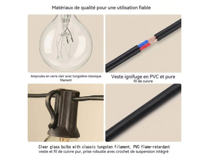  Lumiere de corde exterieure 30 m g40 50 lampes blanc chaud verre ip44 +4 de rechange 413032_AABUE99013_6_DROPFR - Conforama D