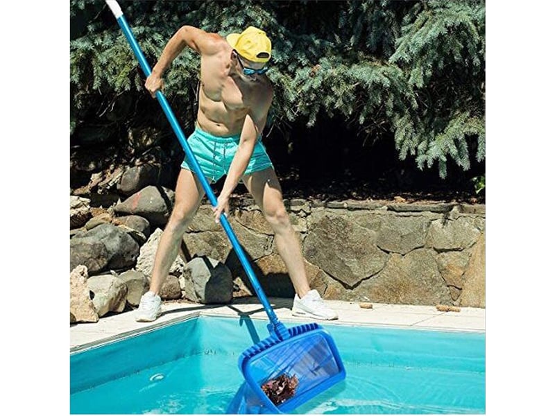  Épuisette de piscine avec sac profond double couche bleu sans poteau  - Conforama C