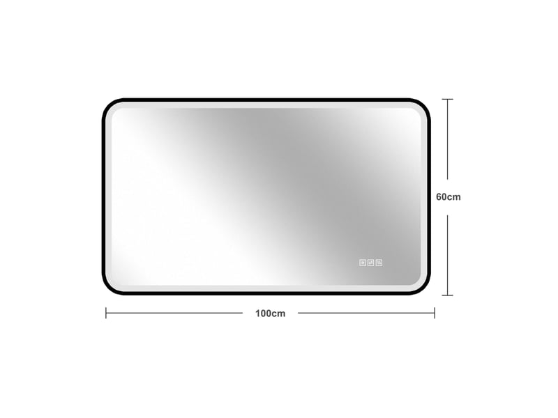 Miroir led salle de bain 100x60 cm – noir – éclairage avantarrière, antibuée et intensité réglable - Conforama B