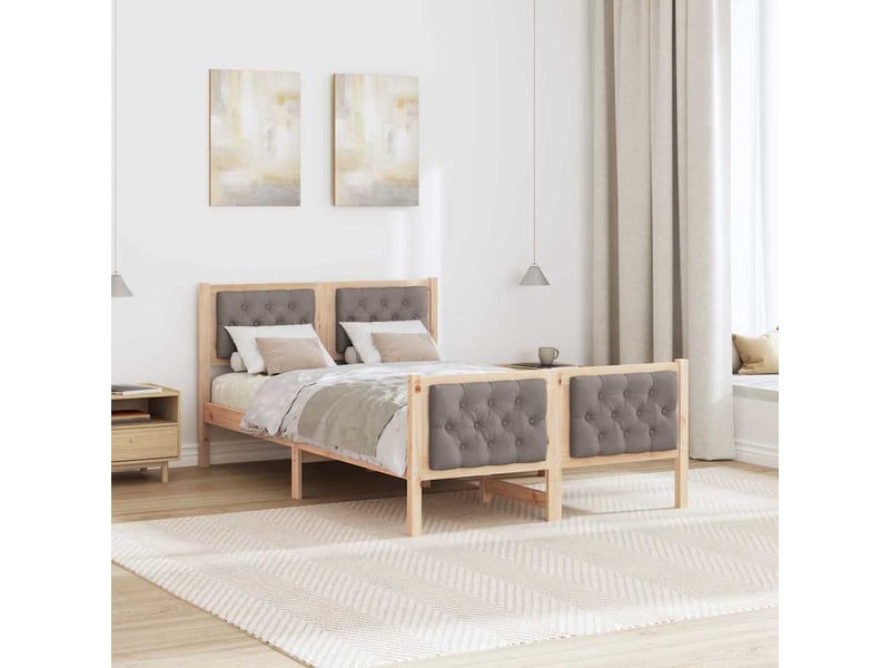 Lit double- lit adulte -  cadre de lit avec tête de lit taupe 120 x 190 cm pin massif  - Conforama C