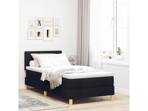 Lit adulte, lit simple, lit à ressorts avec coussin noir 100x200cm tissu cf16816