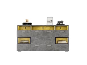 Buffet 2 porte(s)  3 tiroir(s) HOMVRA  - 140 cm coloris gris 