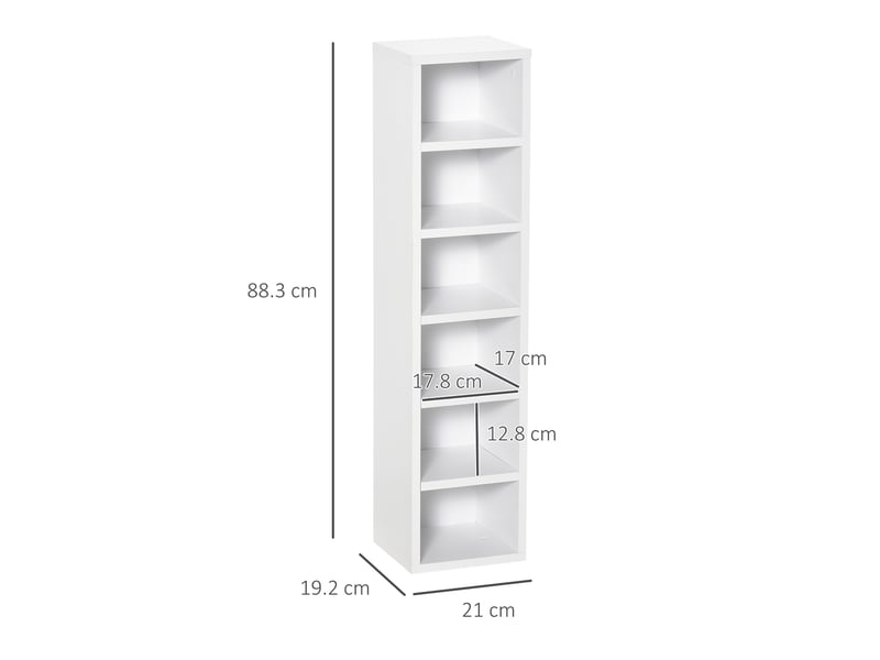  Étagère à cd en bois blanc à 12 niveaux (2 pièces), 21 x 19,2 x 88,3 cm  - Conforama E