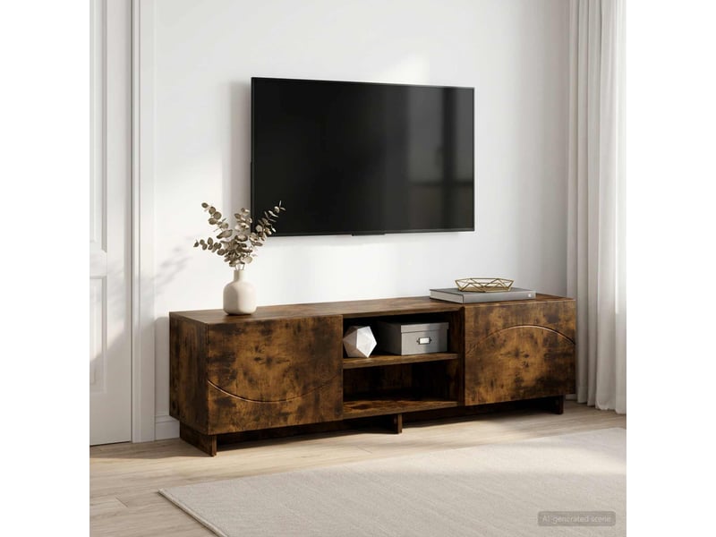  Meuble tv, banc tv 140x34,5x40 cm chêne fumé bois d'ingénierie shl20621  - Conforama B